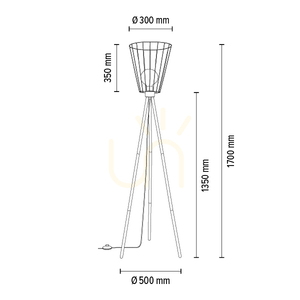 Swan Stehlampe, 1xE27, Max. 40 W, schwarzes Metall / schwarzes PVC-Kabel / schwarzer Metallschirm, Ø 30 cm small 2