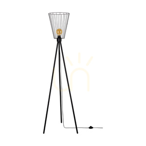 Swan Stehlampe, 1xE27, Max. 40 W, schwarzes Metall / schwarzes PVC-Kabel / schwarzer Metallschirm, Ø 30 cm small 0