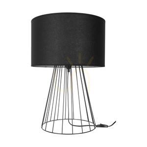 Tischlampe „Swan“, 1xE27, Max. 60 W, schwarzes Metall/schwarzes PVC-Kabel/schwarzer Lampenschirm, Ø 40 cm small 0