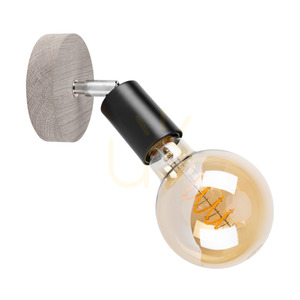 Takada Wandleuchte 1xE27 Max. 25 W, grau gebeiztes Kiefernholz / schwarzes Metall, 13 cm small 0