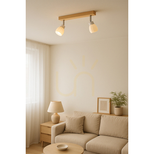 Talea Deckenleuchte, inklusive 2xG9-LED-Lampen (max.. 3 W), Birke/Weißmetall/weißer Glasschirm, 39 cm small 3