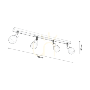 Talea Incl Deckenleuchte. 4xG9 LED, max.. 3 W, Birke/Weißmetall/weißer Glasschirm, 78 cm small 4