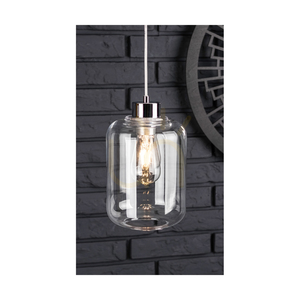 Tarro-Pendelleuchte, 1xE27, Max. 60 W, Metall in Chromoptik / transparentes PVC-Kabel / transparenter Glasschirm, Ø 17 cm small 2