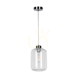 Tarro-Pendelleuchte, 1xE27, Max. 60 W, Metall in Chromoptik / transparentes PVC-Kabel / transparenter Glasschirm, Ø 17 cm small 0