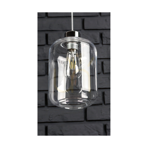 Tarro-Pendelleuchte, 3xE27, Max. 60 W, Metall in Chromoptik / transparentes PVC-Kabel / transparenter Glasschirm, 76 cm small 2