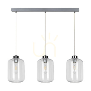 Tarro-Pendelleuchte, 3xE27, Max. 60 W, Metall in Chromoptik / transparentes PVC-Kabel / transparenter Glasschirm, 76 cm small 0