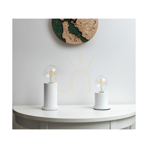 Tasse Tischlampe, 1xE27, Max. 25 W, weißes Buchenholz, transparentes PVC-Kabel, Ø 10 cm small 1