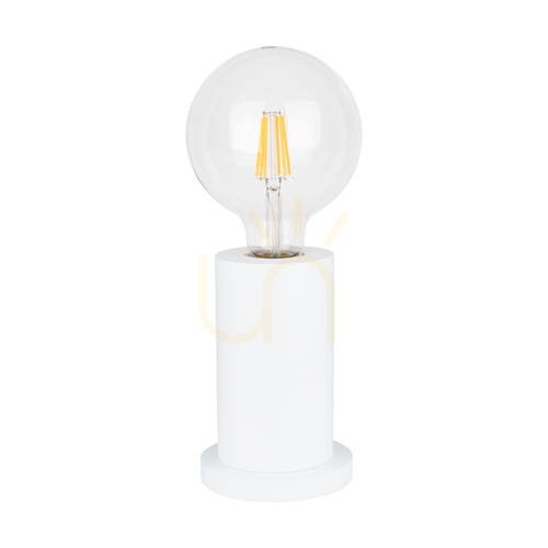 Prüfen Tasse Tischlampe, 1xE27, Max. 25 W, weißes Buchenholz, transparentes PVC-Kabel, Ø 10 cm
