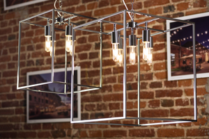 Telaio Pendelleuchte, 5xE27, Max. 60 W, verchromtes Metall/klares Glas, 35,5 cm small 1
