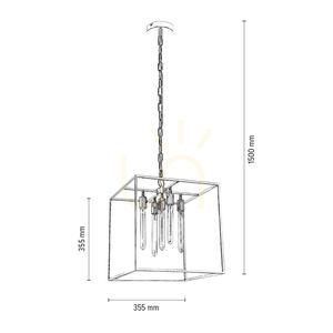 Telaio Pendelleuchte, 5xE27, Max. 60 W, verchromtes Metall/klares Glas, 35,5 cm small 2