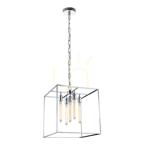 Prüfen Telaio Pendelleuchte, 5xE27, Max. 60 W, verchromtes Metall/klares Glas, 35,5 cm