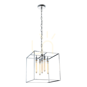 Telaio Pendelleuchte, 5xE27, Max. 60 W, verchromtes Metall/klares Glas, 35,5 cm small 0