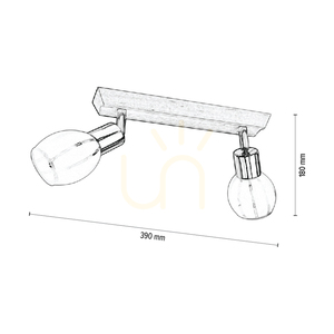 Deckenleuchte „Tessa“, 2xE14, Max. 40 W, Birke/satiniertes Metall/weiß-transparenter Glasschirm, 39 cm small 2
