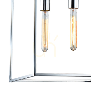 Telaio Pendelleuchte, 6xE27, Max. 60 W, verchromtes Metall/klares Glas, 116,8 cm small 1