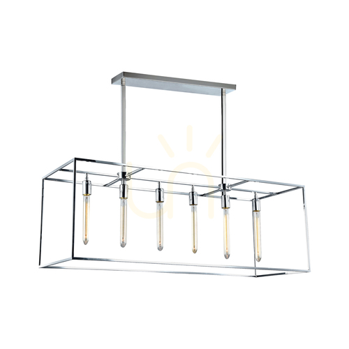 Prüfen Telaio Pendelleuchte, 6xE27, Max. 60 W, verchromtes Metall/klares Glas, 116,8 cm