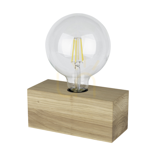 Prüfen Theo Tischlampe, 1xE27, Max. 25 W, geölte Eiche/Schwarz, 18 cm PVC-Kabel