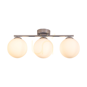 Deckenleuchte „Tilo“, 3xE14, Max. 25 W, Metall in Chromoptik/weißer Glasschirm, 54 cm small 1