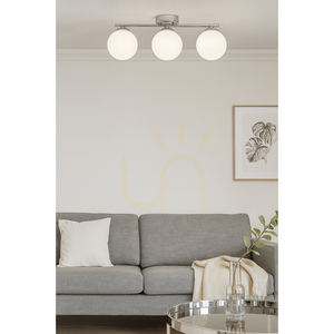 Deckenleuchte „Tilo“, 3xE14, Max. 25 W, Metall in Chromoptik/weißer Glasschirm, 54 cm small 3