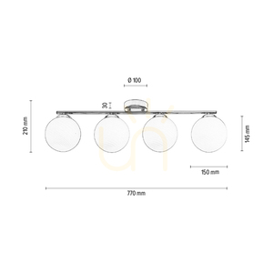 Tilo Deckenleuchte, 4xE14, Max. 25 W, Metall in Chromoptik/weißer Glasschirm, 77 cm small 5