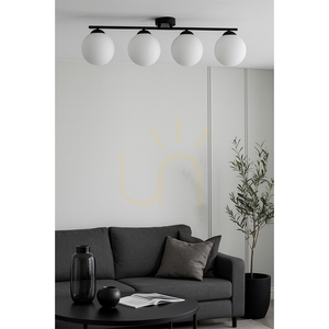 Tilo Deckenleuchte, 4xE14, Max. 25 W, schwarzes Metall/weißer Glasschirm, 77 cm small 3