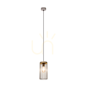 Timeo Pendelleuchte, 1xE27, Max. 60 W, grau gebeiztes Kiefernholz, PVC-Kabel/schwarz, Metallschirm Ø 15 cm small 1