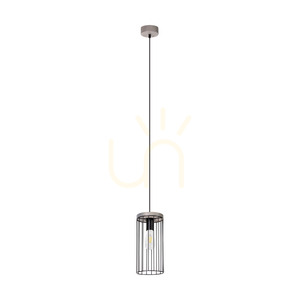 Timeo Pendelleuchte, 1xE27, Max. 60 W, grau gebeiztes Kiefernholz, PVC-Kabel/schwarz, Metallschirm Ø 15 cm small 0