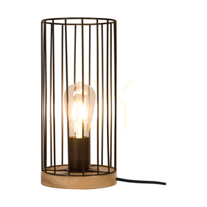 Timeo Tischlampe 1xE27 Max. 25 W, geölte Eiche/schwarzes Metall/schwarzes PVC-Kabel/schwarzer Metallschirm, Ø 15 cm small 1