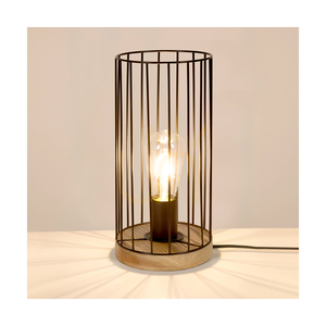 Timeo Tischlampe 1xE27 Max. 25 W, geölte Eiche/schwarzes Metall/schwarzes PVC-Kabel/schwarzer Metallschirm, Ø 15 cm small 2