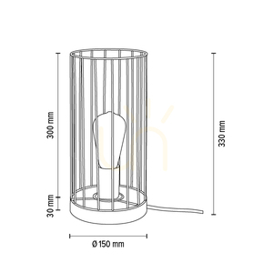 Timeo Tischlampe 1xE27 Max. 25 W, geölte Eiche/schwarzes Metall/schwarzes PVC-Kabel/schwarzer Metallschirm, Ø 15 cm small 3