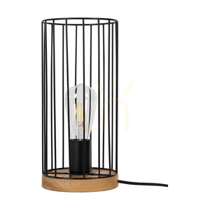 Timeo Tischlampe 1xE27 Max. 25 W, geölte Eiche/schwarzes Metall/schwarzes PVC-Kabel/schwarzer Metallschirm, Ø 15 cm small 0