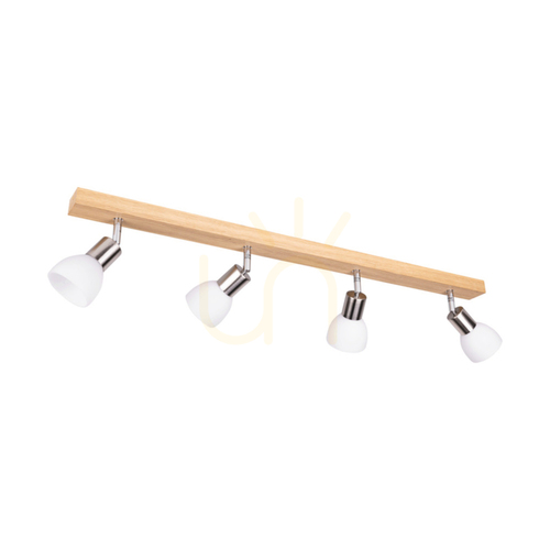 Prüfen Deckenleuchte „Timon“, 4xE14, Max. 40 W, geölte Eiche/satiniertes Metall/weißer Glasschirm, 85 cm