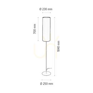 Stehlampe „Tina“, 1xE27, Max. 60 W, schwarzes Metall/schwarzes PVC-Kabel/weißer Lampenschirm, Ø 25 cm small 2