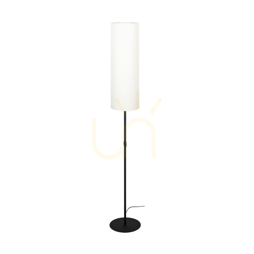Prüfen Stehlampe „Tina“, 1xE27, Max. 60 W, schwarzes Metall/schwarzes PVC-Kabel/weißer Lampenschirm, Ø 25 cm