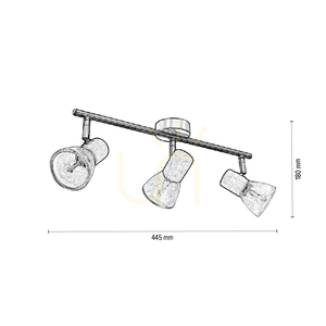 Tobi Deckenleuchte, 3xE14, Max. 40 W, geölte Eiche/satiniertes Metall/klarer Glasschirm, 44,5 cm small 2