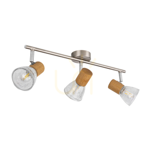 Tobi Deckenleuchte, 3xE14, Max. 40 W, geölte Eiche/satiniertes Metall/klarer Glasschirm, 44,5 cm small 0
