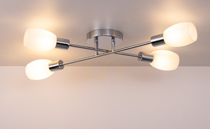 Tosca Deckenleuchte, 4xE14, Max. 40 W, Metall in Chromoptik/weißer Glasschirm, 67 cm small 3