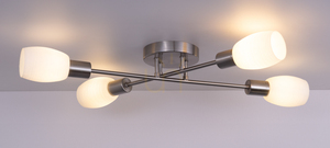 Tosca Deckenleuchte, 4xE14, Max. 40 W, Satin-Metall/Weiß, Glasschirm, 67 cm small 2