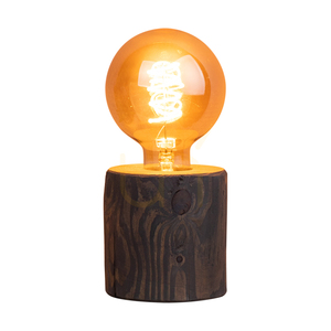 Trabo-Tischlampe, 1xE27, Max. 25 W, grau gebeiztes Kiefernholz, schwarzes PVC-Kabel, Ø 8–12 cm small 1