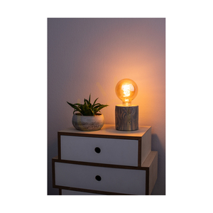 Trabo-Tischlampe, 1xE27, Max. 25 W, grau gebeiztes Kiefernholz, schwarzes PVC-Kabel, Ø 8–12 cm small 3
