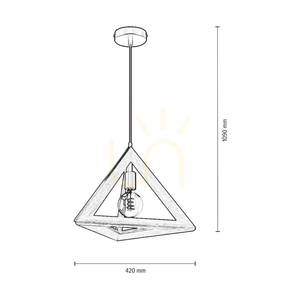 Trigonon Pendelleuchte, 1xE27, Max. 60 W, geölte Eiche/schwarzes Metall/schwarzes PVC-Kabel, 42 cm small 3