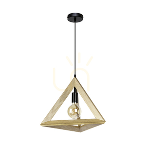 Trigonon Pendelleuchte, 1xE27, Max. 60 W, geölte Eiche/schwarzes Metall/schwarzes PVC-Kabel, 42 cm small 0