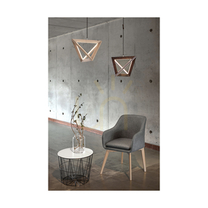 Trigonon Pendelleuchte, 1xLED, 3000 K, 27 W, Buchen- und Nussbaumholz, schwarzes geflochtenes Kabel, 42 cm small 2