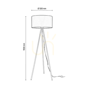 Stativ-Stehlampe, 1xE27, Max. 40 W, weißes Metall/transparentes PVC-Kabel/schwarzer Lampenschirm, Ø 50 cm small 2