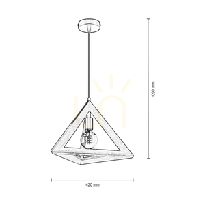 Trigonon Pendelleuchte, 1xE27, Max. 60 W, Birke/schwarzes Metall/schwarzes PVC-Kabel, 42 cm small 2