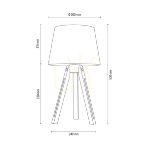 Stativ-Tischlampe, 1xE27, Max. 40 W, Buchen- und Nussbaumholz / transparentes PVC-Kabel / weißer Lampenschirm, Ø 30 cm small 2