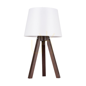 Stativ-Tischlampe, 1xE27, Max. 40 W, Buchen- und Nussbaumholz / transparentes PVC-Kabel / weißer Lampenschirm, Ø 30 cm small 0
