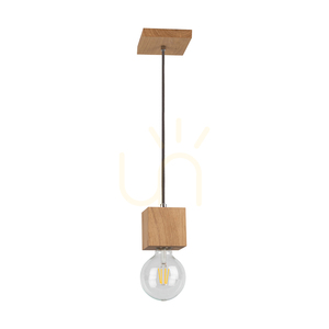 Trongo Square Pendelleuchte, 1xE27, Max. 60 W, geölte Eiche/Anthrazit, geflochtenes Kabel 10 cm small 0