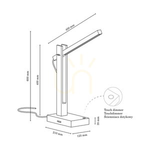 Tukan-Tischlampe, 1xLED, 3000 K, 5,5 W, Birke/Anthrazit, geflochtenes Kabel mit Touch-Dimmer, 45 cm small 2