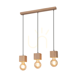 Trongo Square Pendelleuchte, 3xE27, Max. 60 W, geölte Eiche/Anthrazit, geflochtenes Kabel, 52 cm small 1