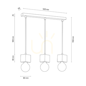 Trongo Square Pendelleuchte, 3xE27, Max. 60 W, geölte Eiche/Anthrazit, geflochtenes Kabel, 52 cm small 4